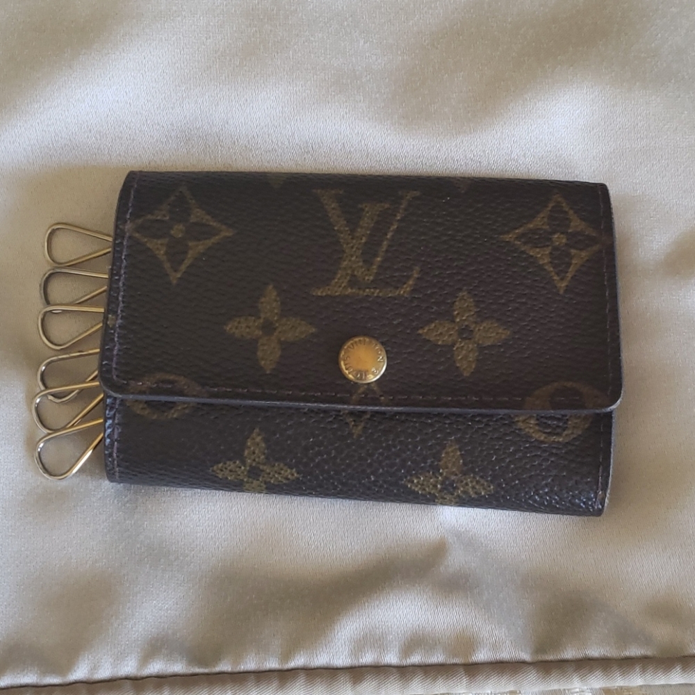 Louis Vuitton Monogram Key Pouch in Brown with Gold-Tone Hardware